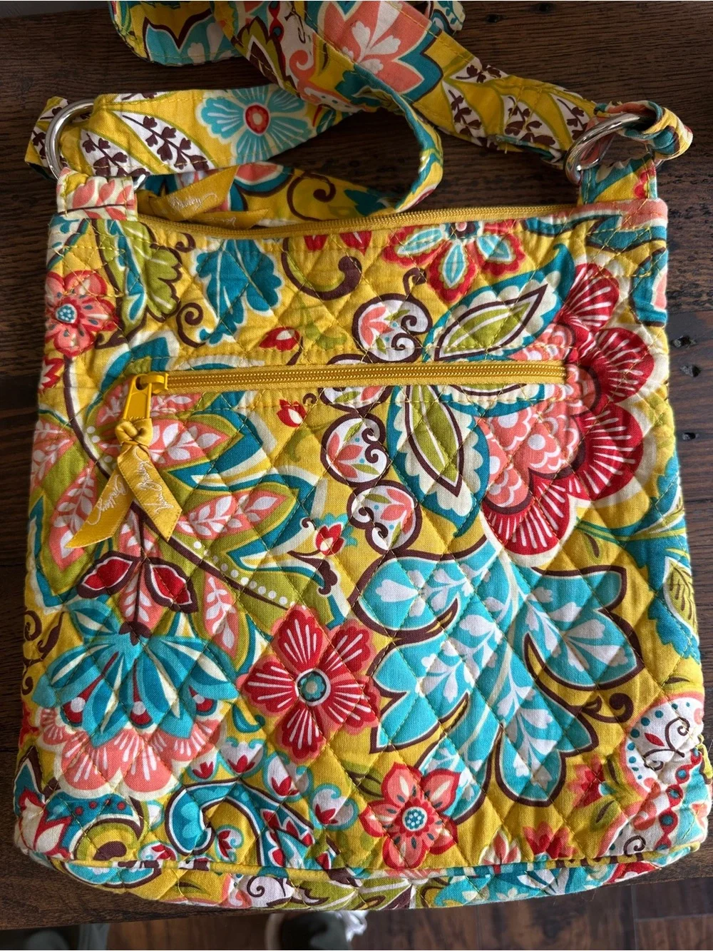 Vera Bradley Provençal Quilted Crossbody Bag Yellow Floral Retired Pattern